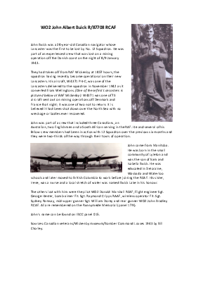 A preview of a PDF biography for Buick, John Albert